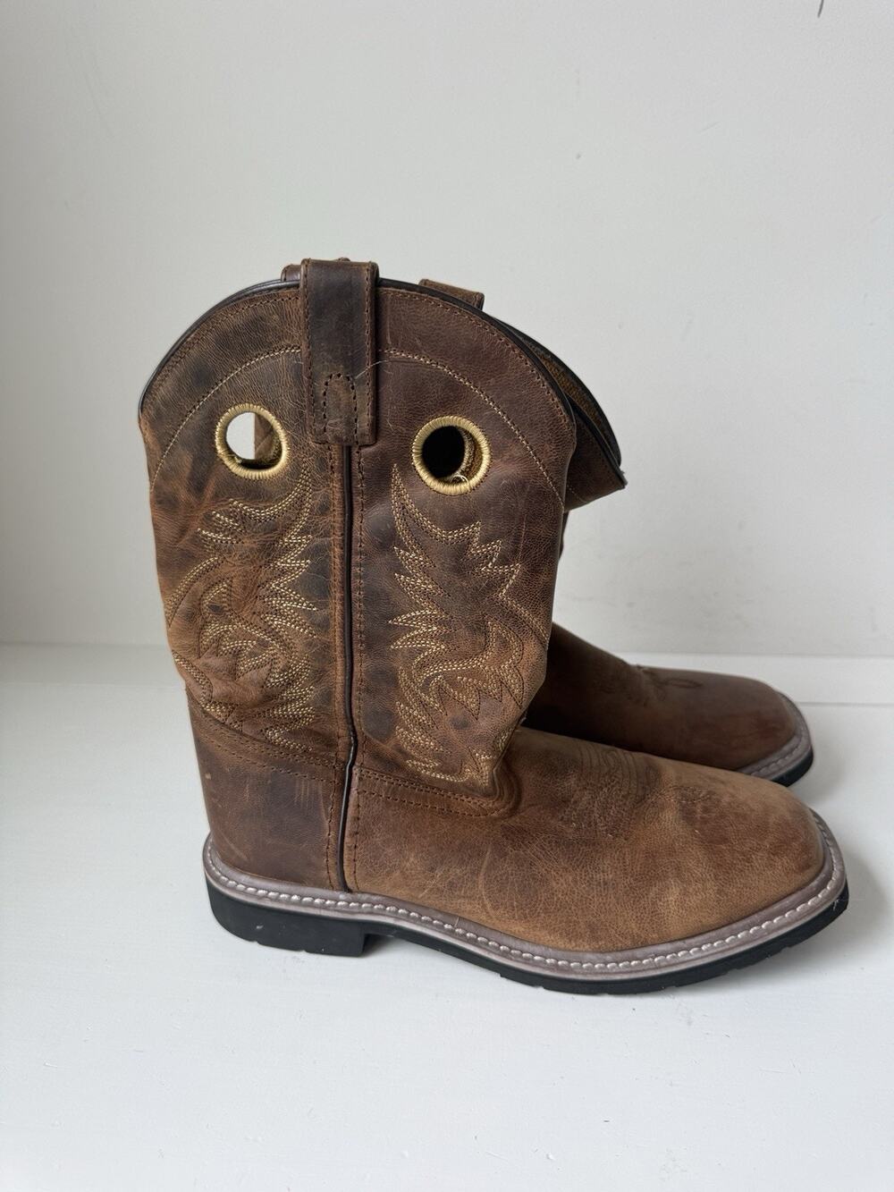 Dan Post Youth - Size 5 D Brown/Black Square Toe Cowboy Boots Style DPC3932
